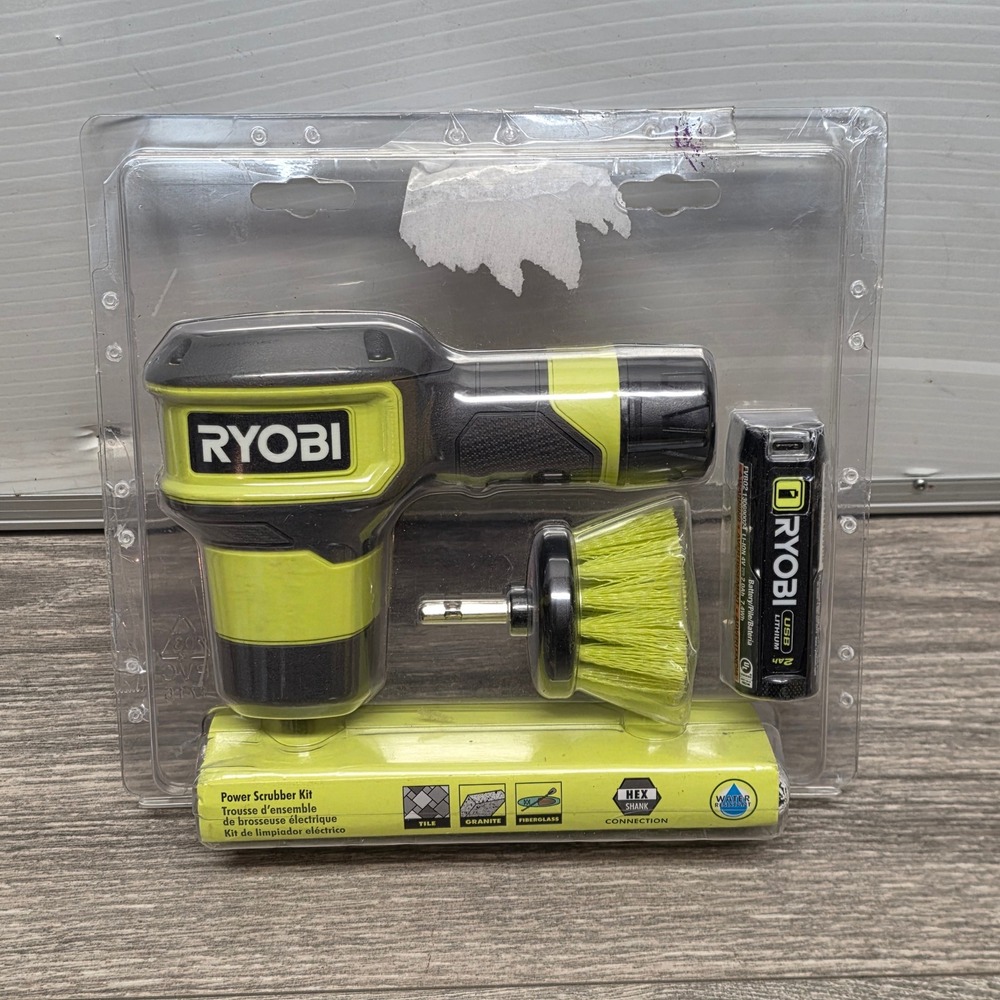 Ryobi FVG51 USB Lithium Power Scrubber Kit 4V Cordless with 2Ah Battery & Brush